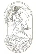 Female hermit tarot card art noveau style tattoo design idea