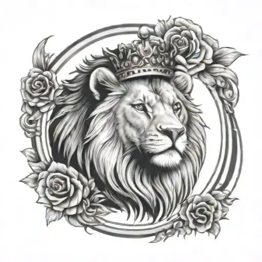leo sign tattoos with sun and crown  tattoo design idea