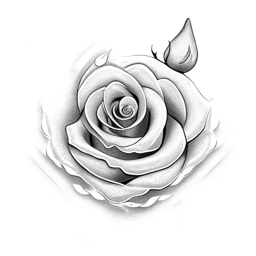 blossoming rose withe a pearl in the middle tattoo design idea