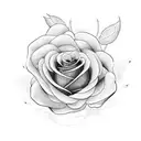 blossoming rose withe a pearl in the middle long stem tattoo design idea