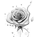 blossoming rose withe a pearl in the middle long stem tattoo design idea