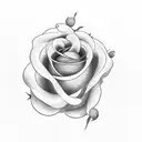 blossoming rose withe a pearl in the middle long stem tattoo design idea