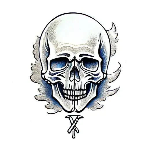 good and bad Angel with skull tattoo design idea