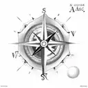 A compass with the word 'East' and a serene sunrise over the ocean tattoo design idea