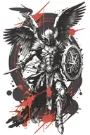 st. Michael the archangel slaying satin tattoo design idea