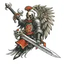 attacking hussar, Polish flag, sword, wings on the back, armor, skull instead of a face tattoo design idea