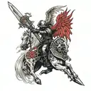 attacking hussar, Polish flag, sword, wings on the back, armor, skull instead of a face tattoo design idea