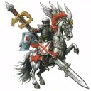 attacking hussar, Polish flag, sword, wings on the back, armor, skull instead of a face tattoo design idea