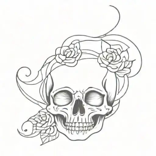 Skull on a womans stomach tattoo design idea