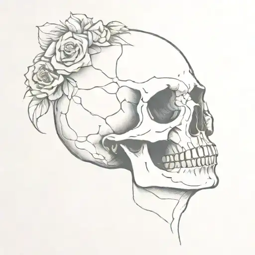 Skull on a womans stomach tattoo design idea