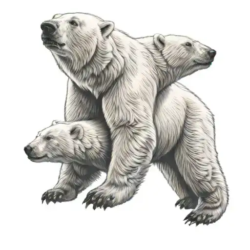 Polar Bear and cub tattoo design idea