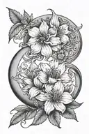 April birth flowers dainty crescent moon merging together tattoo design idea