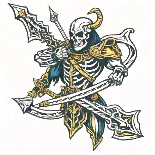 Sword, Arrow, Skeleton, Loki, Heart tattoo design idea
