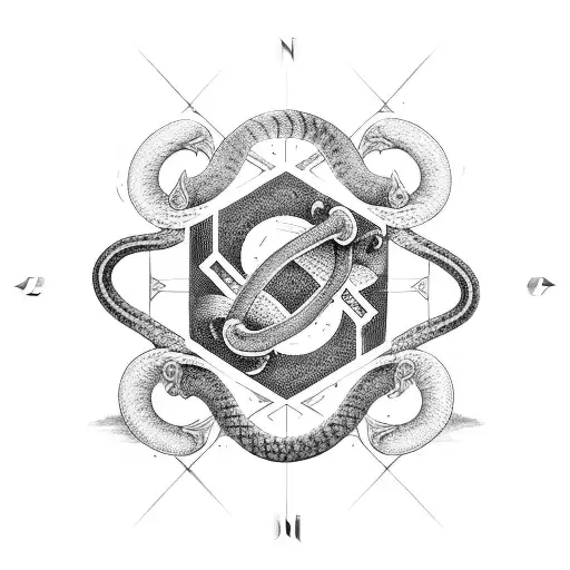 Gemini sign with 2 Snakes simple tattoo design idea