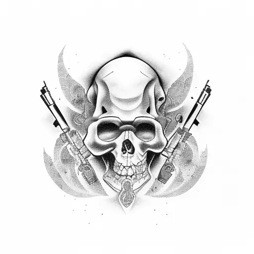 chicano tatto style  with glock tattoo design idea
