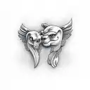 two glocks with building in the background tattoo design idea