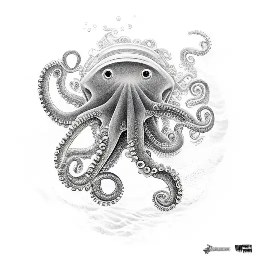 underwater ship wreck with octopus in a bottle tattoo design idea
