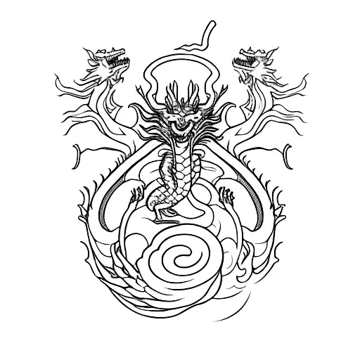 Inglés escorpión y dragón en un yin yan  scorpion and dragon in a yin yan tattoo design idea