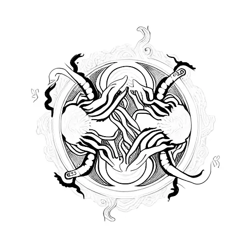 scorpion and dragon intertwined in a yin yang symbol tattoo design idea