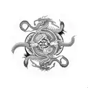 scorpion and dragon intertwined in a yin yang symbol tattoo design idea