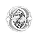 scorpion and dragon intertwined in a yin yang symbol tattoo design idea