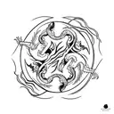 scorpion and dragon intertwined in a yin yang symbol tattoo design idea