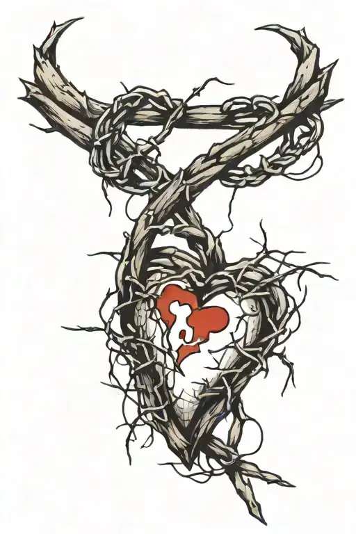 barbed wire, broken arrow, broken heart, tattoo design idea