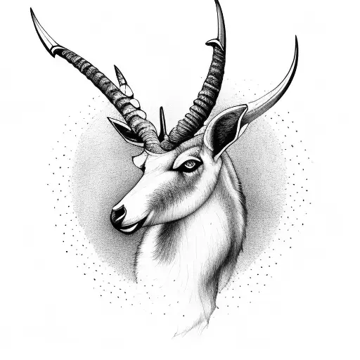 A realistic portrait of an Oryx with a nature-inspired pattern as its fur tattoo design idea