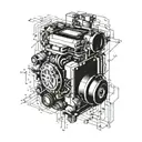 Integrate a high-tech engine into a pixelated photograph frame tattoo design idea