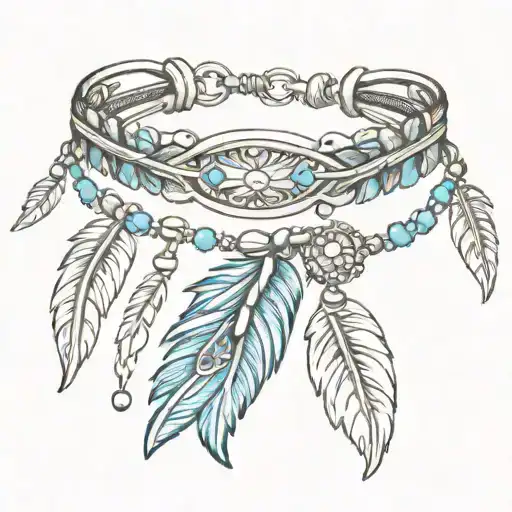 native American feather anklet bracelet tattoo tattoo design idea