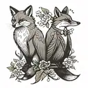fox and penguin couple  tattoo design idea
