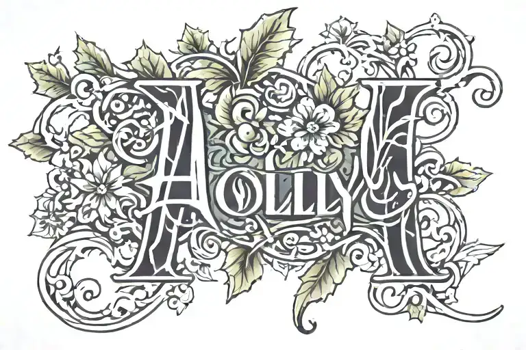 The name Holly in a fancy font tattoo design idea