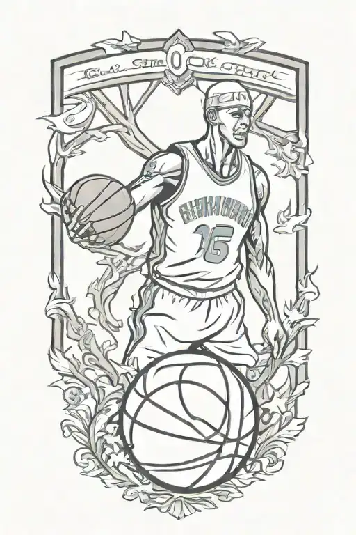 tattoo in tribute to my brother, who died of cancer, basketball fan. tattoo design idea