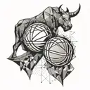 An abstract geometric design representing the bond between you and your brother, with a basketball motif and a hidden rhinoceros tattoo design idea