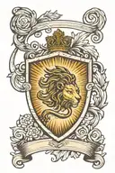 Crest or Shield: A crest or shield with a lion (strength), a rugby ball, and musical notes or a turntable, encapsulating tattoo design idea