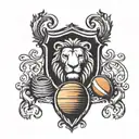 Crest or Shield: A crest or shield with a lion (strength), a rugby ball, and musical notes or a turntable, encapsulating tattoo design idea