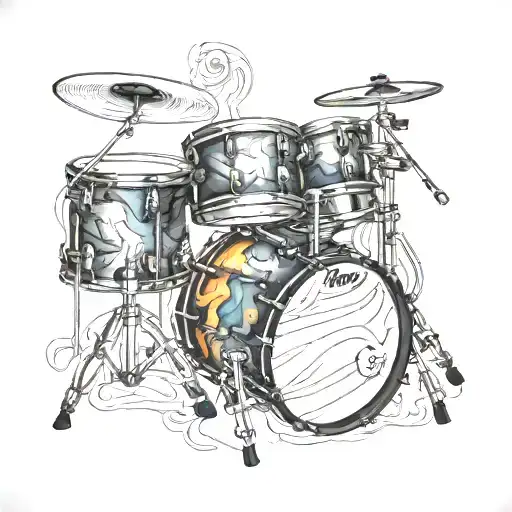 drum set nestled tattoo design idea