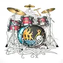drum set nestled tattoo design idea