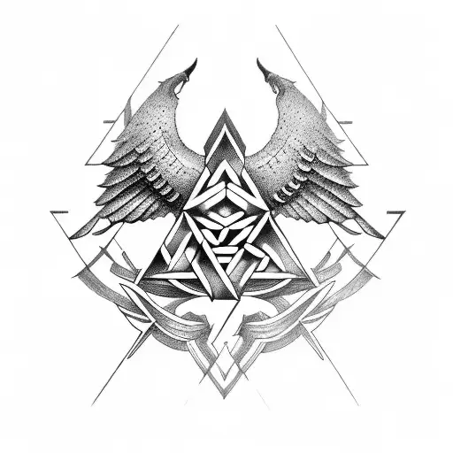valknut raven tattoo design idea