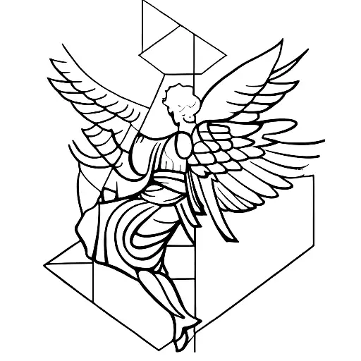 Geometric representation of a Roman angel  tattoo design idea