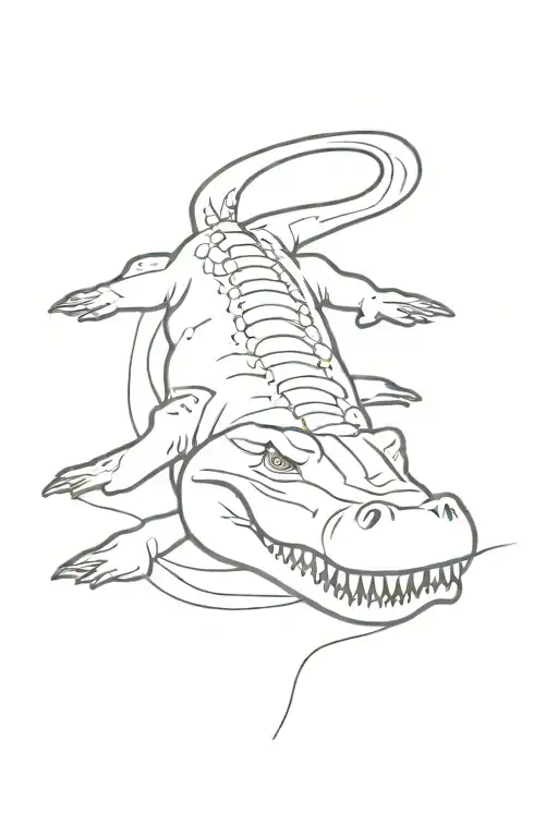 crocodile swimming tattoo design idea