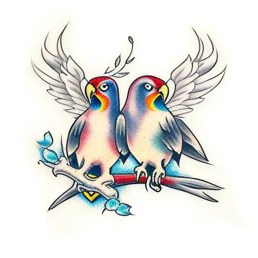 lovebirds upon corona beer tattoo design idea