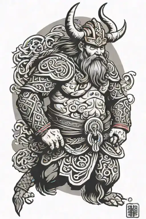 Viking mon tattoo design idea