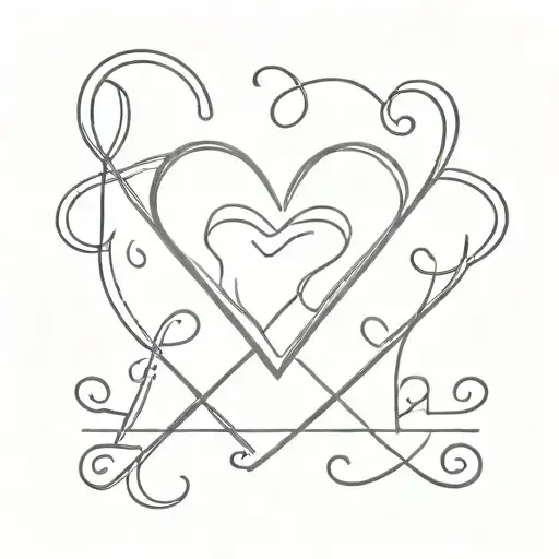 initials with heart shape tattoo design idea