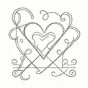 initials with heart shape tattoo design idea