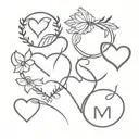 initials with heart shape tattoo design idea