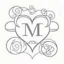 initials with heart shape tattoo design idea