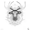 letter G met eland gewei tattoo design idea