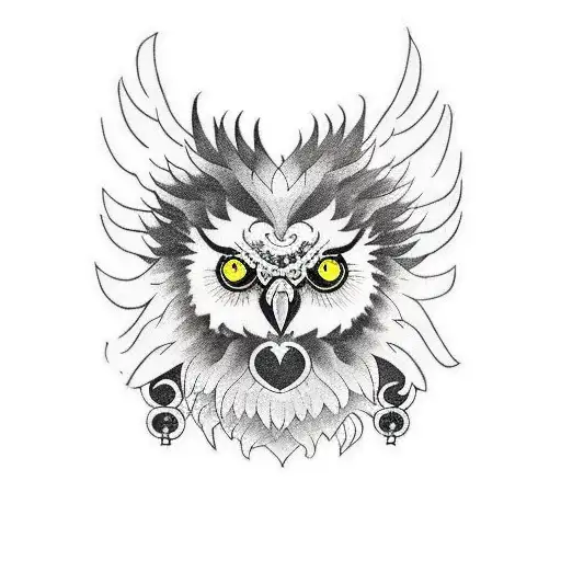 Owl Lion raven tattoo design idea