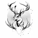 jackalope large antlers  tattoo design idea